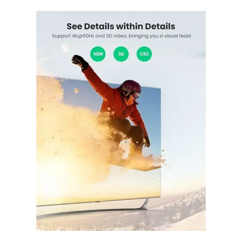 GREEN HDMI Switch 2-in-1 Out Bi-Directional HDMI Splitter 4K 60Hz 1080P 3D TV Monitor Projector Auto Switch 80126 Ugreen