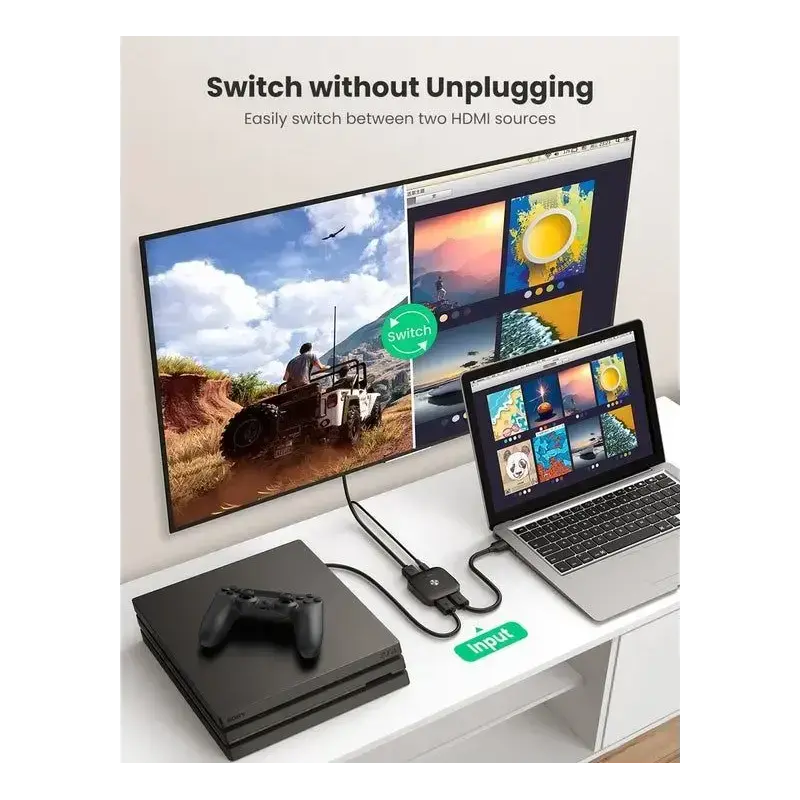 GREEN HDMI Switch 2-in-1 Out Bi-Directional HDMI Splitter 4K 60Hz 1080P 3D TV Monitor Projector Auto Switch 80126 Ugreen