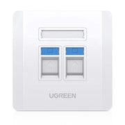 UGREEN Dual Port Wall Plate 2-Port Keystone Faceplate Standard RJ45 Cat6 Cat5e Ethernet Audio Video HDMI Jack Home (80182) Ugreen