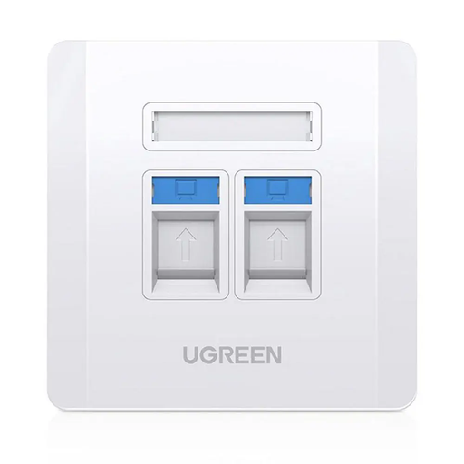 UGREEN Dual Port Wall Plate 2-Port Keystone Faceplate Standard RJ45 Cat6 Cat5e Ethernet Audio Video HDMI Jack Home (80182) Ugreen