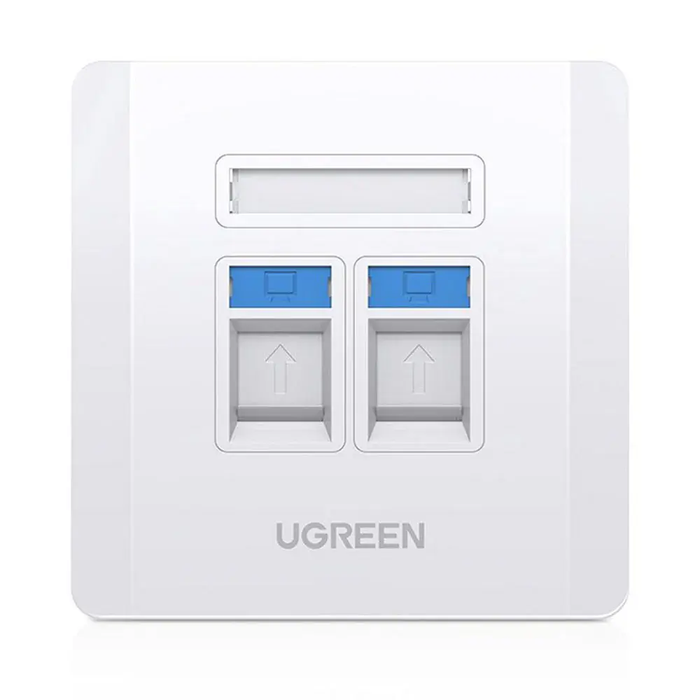 UGREEN Dual Port Wall Plate 2-Port Keystone Faceplate Standard RJ45 Cat6 Cat5e Ethernet Audio Video HDMI Jack Home (80182) Ugreen
