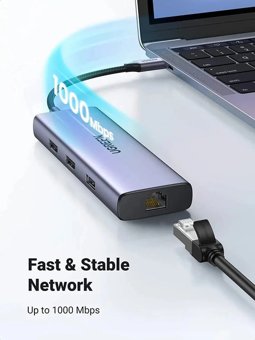 Ugreen 9 In 1 Dual Hdmi USB-C Malfunction Dock With 1*USB 2.0, 2*USB 3.0, 1*RJ45(1000M), 1*USB C PD 60w, 2*Hdmi 4k@60Hz, 1*SD slot, 1*TF slot for MacBook Pro Air, Dell XPS 13, HP, and More (90119/Open Box) TeckPot