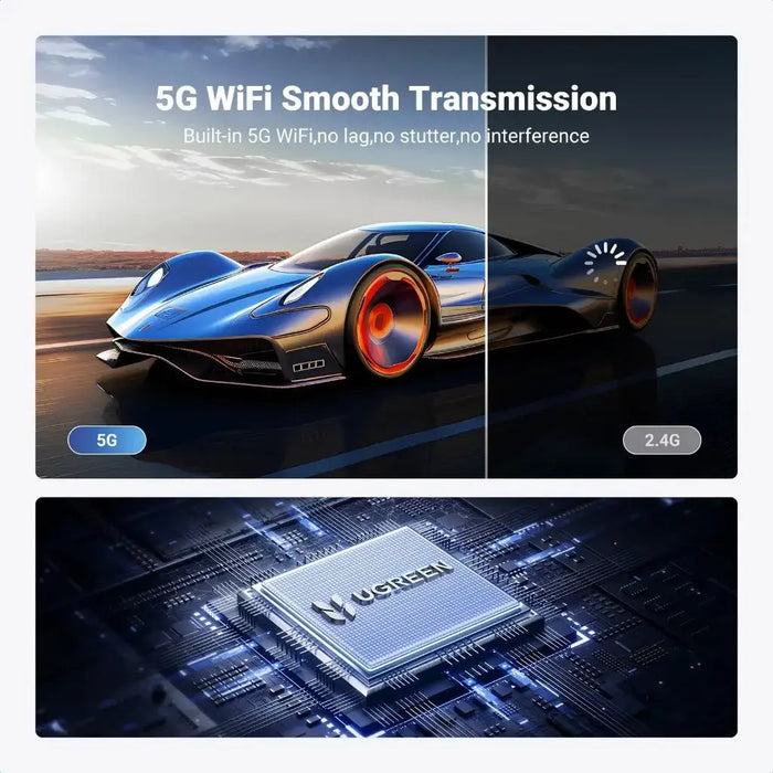 UGREEN Wireless Transmitter and Receiver TX USB-C(DP Protocol) and RX HDMI 1080P@60Hz 5G WiFi Transmission Compatible with Cellular/Computer/Laptop/Camera/TV Box/DVD/TIKTOK/Neflix (98FT/30M) (DP Protocol) (35031A) Ugreen