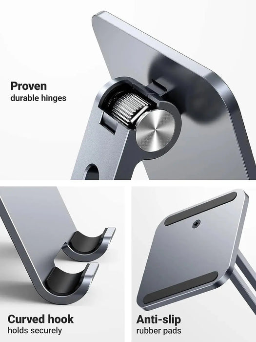 UGREEN Height Adjustable Aluminum Portable Mobile / Tablet Stand Compatible with ipad pro 12.9, 9.7, 10.5, ipad air Mini 4 3 2, iPhone 12 pro max, Nintendo Switch Tabletop etc. (40393) (Open Box) - TeckPot