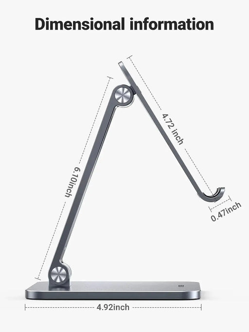 UGREEN Height Adjustable Aluminum Portable Mobile / Tablet Stand Compatible with ipad pro 12.9, 9.7, 10.5, ipad air Mini 4 3 2, iPhone 12 pro max, Nintendo Switch Tabletop etc. (40393) (Open Box) - TeckPot
