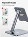 UGREEN Height Adjustable Aluminum Portable Mobile / Tablet Stand Compatible with ipad pro 12.9, 9.7, 10.5, ipad air Mini 4 3 2, iPhone 12 pro max, Nintendo Switch Tabletop etc. (40393) (Open Box) - TeckPot
