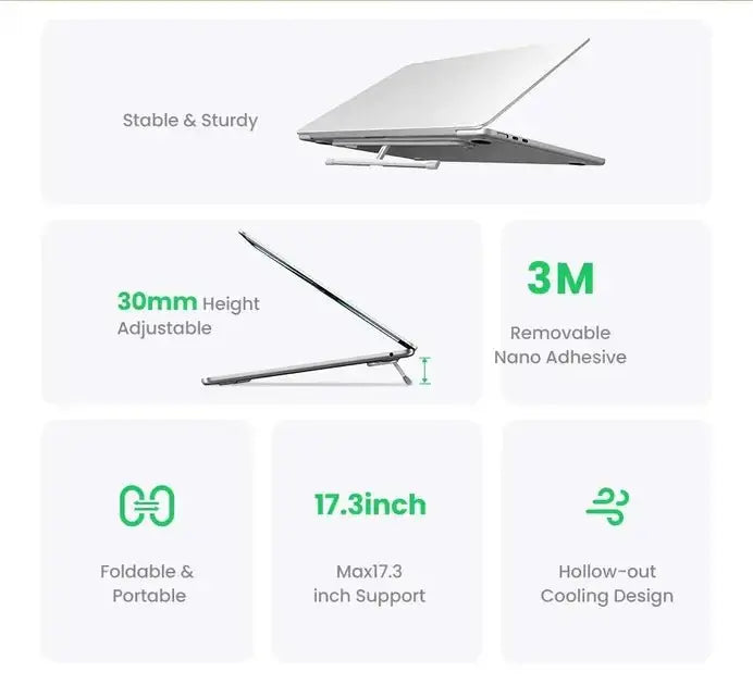 UGREEN Clip Laptop Stand Adjustable Foldable Holder for MacBook Air Pro PC 11 13 17 inch Model: 45415 TeckPot