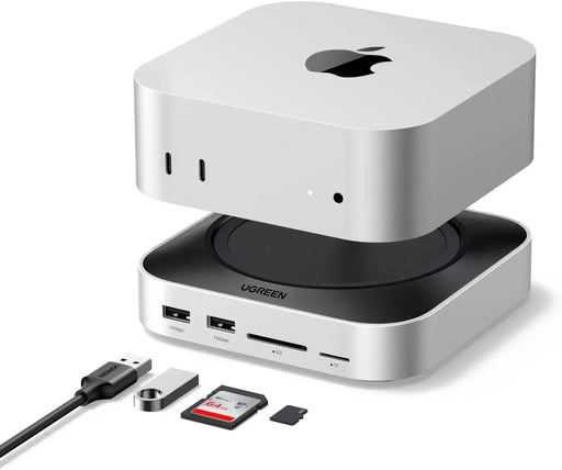 UGREEN Mac mini M4 Dock, 11-in-1 USB C Hub with 8TB M.2 NVMe Enclosure 10Gbps, 5X USB-A and 2X Type C Data Ports, SD/TF Card Slot, Docking Station & Stand for Mac mini M4/M4 Pro (65487) TeckPot