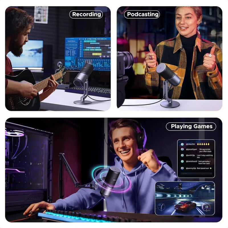 UGREEN Microphone for PC, USB Mic with RGB Lights, Mute Button, 24bit/96kHz, Cardioid Polar Pattern, Volume Control, Condenser Microphone for Streaming, Gaming, Podcasting, Recording, Laptop, PS5 (35629) - Ugreen India