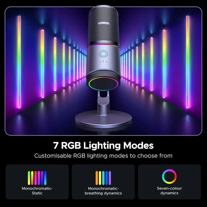UGREEN Microphone for PC, USB Mic with RGB Lights, Mute Button, 24bit/96kHz, Cardioid Polar Pattern, Volume Control, Condenser Microphone for Streaming, Gaming, Podcasting, Recording, Laptop, PS5 (35629) - Ugreen India
