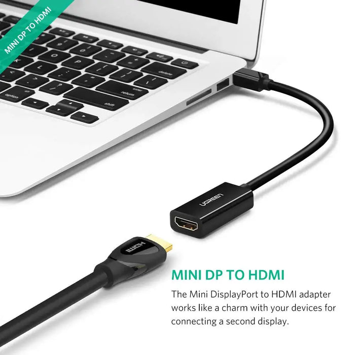 UGREEN Mini Displayport to Hdmi Adapter Mini Dp Male to Hdmi Female Thunderbolt 2.0 to Hdmi Adapter Suitable for Apple MacBook Pro MacBook Air, Microsoft Surface Pro 4 Pro 3, Google Chromebook Black (10461) Ugreen