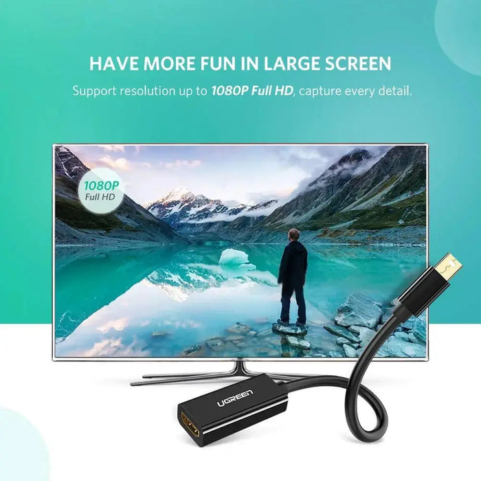 UGREEN Mini Displayport to Hdmi Adapter Mini Dp Male to Hdmi Female Thunderbolt 2.0 to Hdmi Adapter Suitable for Apple MacBook Pro MacBook Air, Microsoft Surface Pro 4 Pro 3, Google Chromebook Black (10461) Ugreen