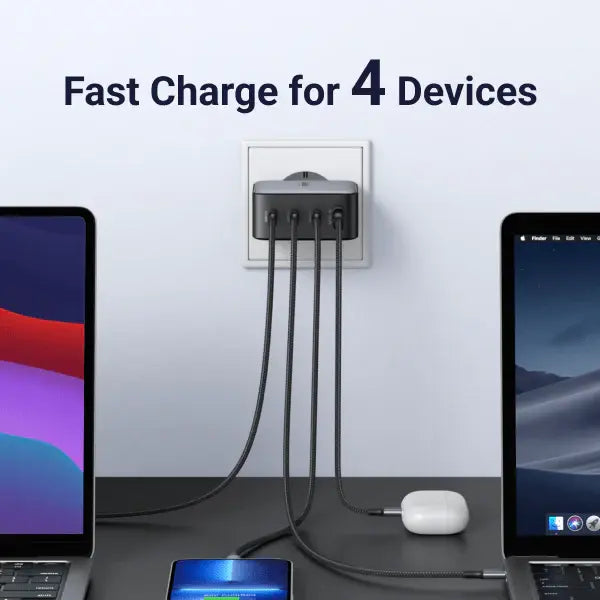 UGREEN 100W 4-Port 3C1A GaN Fast PD Charger Laptop Tablet Phone Desktop USB-C Wall Charger Multi Device Charging (40747)