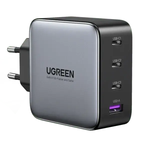 UGREEN 100W 4-Port 3C1A GaN Fast PD Charger Laptop Tablet Phone Desktop USB-C Wall Charger Multi Device Charging (40747) Ugreen