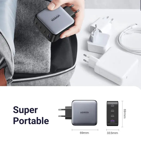 UGREEN 100W 4-Port 3C1A GaN Fast PD Charger Laptop Tablet Phone Desktop USB-C Wall Charger Multi Device Charging (40747)