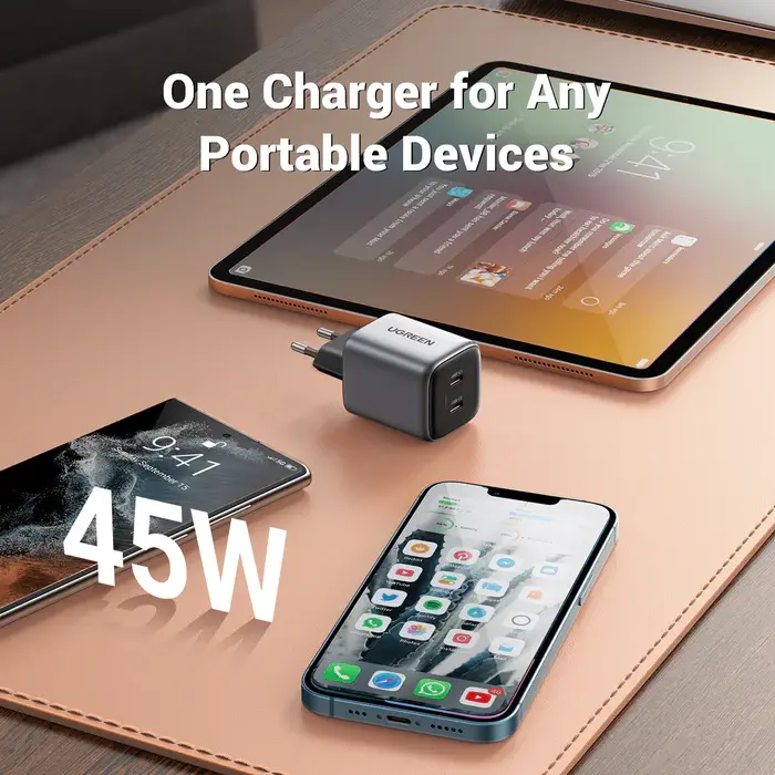 UGREEN 45W Nexode 2-Port USB C Charger GaN II Tech Galaxy S22 Ultra S21 MacBook Air iPhone 14 Pro Max Plus Wall (90573) Ugreen