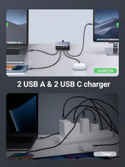 UGREEN Nexode 65W 4 Ports USB C Fast Desktop Charger with GaN II Tech Compatible with iPhone 17 Pro Max Air 16 15 14 13 12 MacBook Pro Air iPad Galaxy S25 Ultra S24 S23 (90747) Ugreen