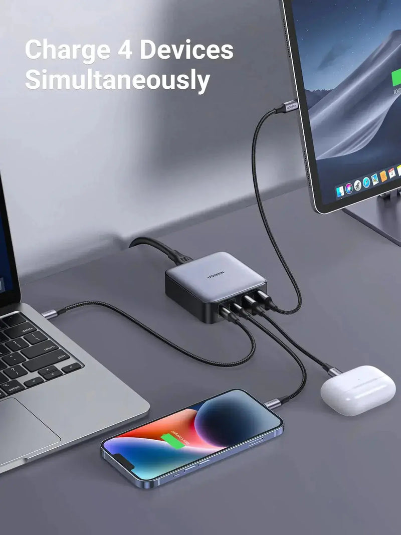 UGREEN Nexode 65W 4 Ports USB C Fast Desktop Charger with GaN II Tech Compatible with iPhone 17 Pro Max Air 16 15 14 13 12 MacBook Pro Air iPad Galaxy S25 Ultra S24 S23 (90747) Ugreen