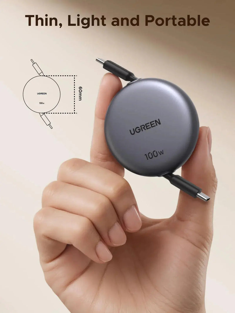 UGREEN USB-C to USB-C PD Fast Charging Retractable Cable 100W Max 1m (65905) TeckPot