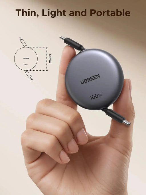 UGREEN USB-C to USB-C PD Fast Charging Retractable Cable 100W Max 1m (65905) TeckPot