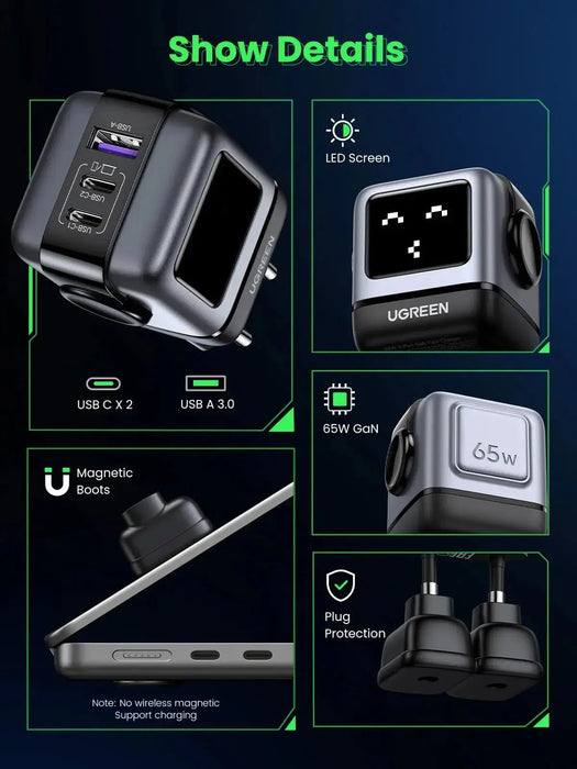 UGREEN Nexode RobotGaN 65W Charger (Black)25685 Ugreen