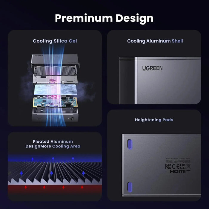 UGREEN Revodok Max 208 Thunderbolt 4 Dock, 8-in-1 40Gbps Thunderbolt 4 Hub with 3 x Thunderbolt 4 Dual 4K@60Hz or Single 8K Display, 85W Charging, Gigabit Ethernet, 3 x USB A 3.2 for MacBook Laptops (25053) TeckPot