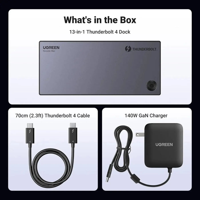 UGREEN Revodok Max 313 Thunderbolt 4 Dock, 13-in-1 40Gbps Docking Station Triple 4K@60Hz or Single 8K Display with HDMI 2.1, DP 1.4, Gigabit Ethernet, SD/TF 4.0, 60W PD Power for MacBook, Laptops (25085) Ugreen