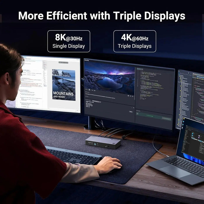 UGREEN Revodok Max 313 Thunderbolt 4 Dock, 13-in-1 40Gbps Docking Station Triple 4K@60Hz or Single 8K Display with HDMI 2.1, DP 1.4, Gigabit Ethernet, SD/TF 4.0, 60W PD Power for MacBook, Laptops (25085) Ugreen