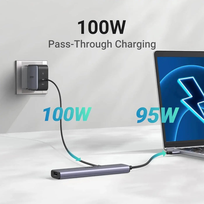 UGREEN Revodok USB C Hub HDMI 4K with PD Charge 100W Powered 5 in 1 USB C to USB 3.0 Adapter Compatible with iPhone 15 Plus Max MacBook Pro Air XPS Surface Pro 9GB iPad Pro Air Galaxy Tab S9 (15495/Open Box) TeckPot
