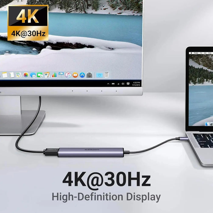 UGREEN Revodok USB C Hub HDMI 4K with PD Charge 100W Powered 5 in 1 USB C to USB 3.0 Adapter Compatible with iPhone 15 Plus Max MacBook Pro Air XPS Surface Pro 9GB iPad Pro Air Galaxy Tab S9 (15495/Open Box) TeckPot