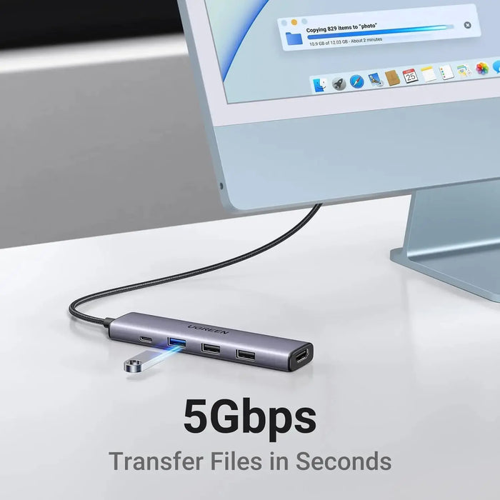 UGREEN Revodok USB C Hub HDMI 4K with PD Charge 100W Powered 5 in 1 USB C to USB 3.0 Adapter Compatible with iPhone 15 Plus Max MacBook Pro Air XPS Surface Pro 9GB iPad Pro Air Galaxy Tab S9 (15495/Open Box) TeckPot
