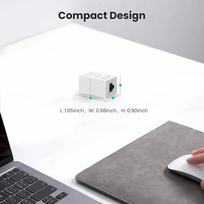 UGREEN RJ45 Inline Ethernet Coupler (Female–Female, Cat5e/Cat6/Cat7), 10 Gbps Max, Compact Keystone Connector with Nickel-Plated Contacts – Model 20311 Ugreen