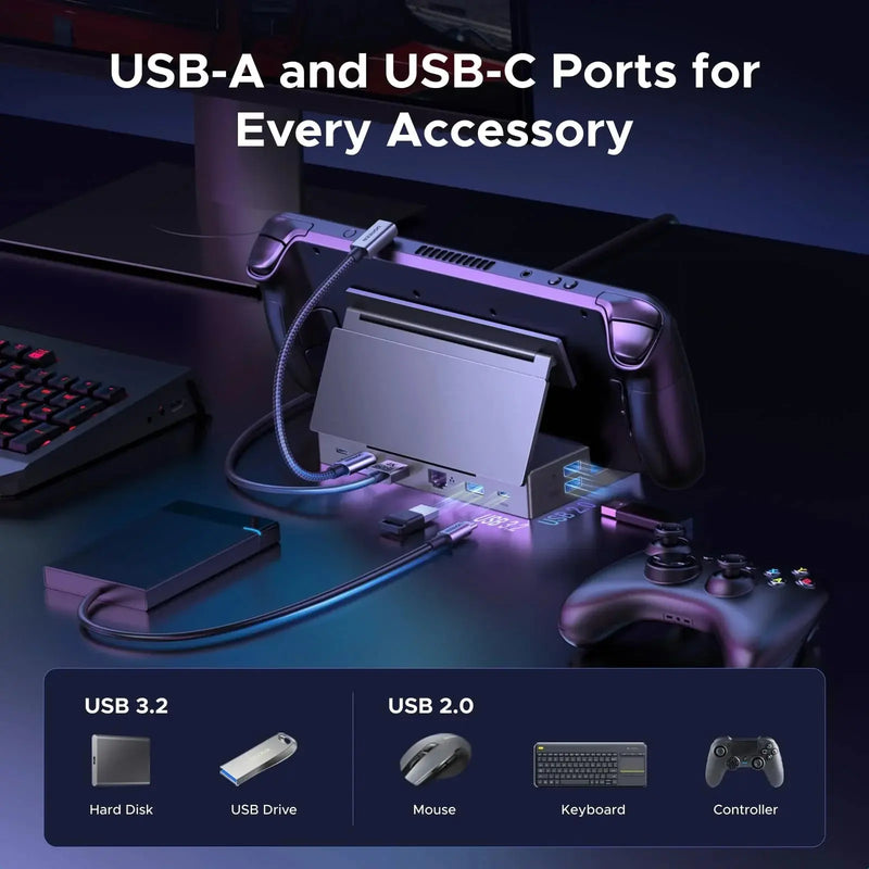 UGREEN Steam Deck Dock 9-in-1 USB-C Hub | 4K 120Hz Display, Gigabit Ethernet & 100W Fast Charging Steam Deck (55733) TeckPot