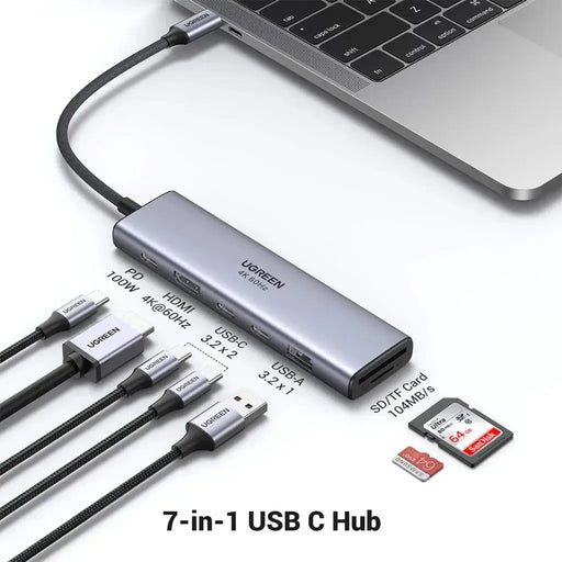 UGREEN USB-C 7 IN 1 Multifunctional Adapter, 1*HDMI, 2*USB-C 3.2, 1*USB-A 3.2, 1*SD/TF, 1* 100W PD (45521) TeckPot