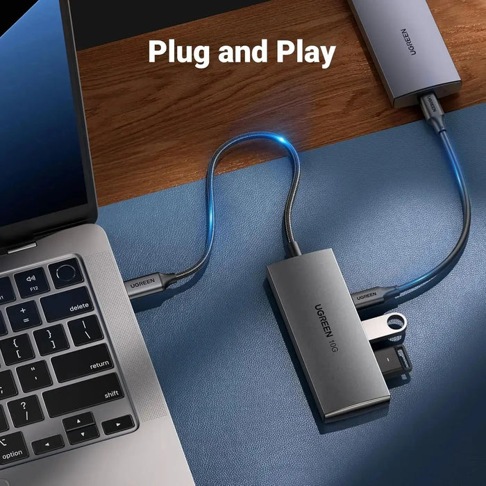 UGREEN USB C Hub 10Gbps, 4 Ports Aluminum USB 3.2 Splitter with 2 USB-C and 2 USB-A Data Ports (30758) TeckPot