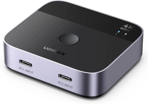 UGREEN 2 USB C in 1 HDMI Out Switch 4K@60Hz, Aluminum USB C Switcher 2 Computers Supports HDR HDCP2.2 Compatible with Laptops, Tablets, Smartphones, MacBook Air/Pro, iMac All-in-One Desktop Computer (55451) TeckPot