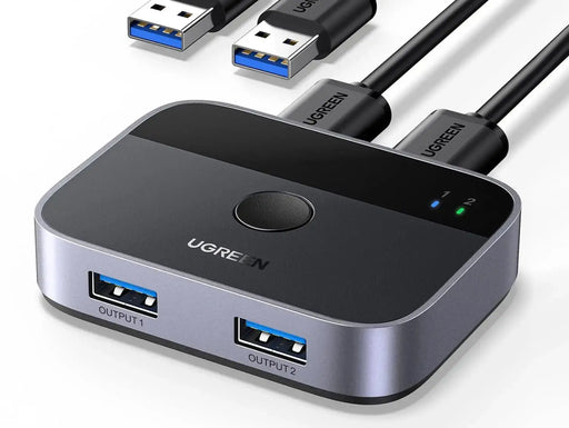 UGREEN USB Switch 2PC USB Switch 3.0 2 in 2 Out USB Switch with 2 USB 3.0 A to A Cable for Keyboard, Mouse, Printer, Hard Drives, USB Cameras etc. (35313) TeckPot