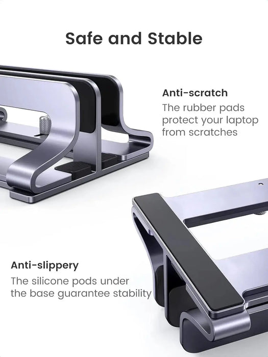 UGREEN Vertical Laptop Stand for Desk Dual Slot Laptop Stand Holder Adjustable Dock Aluminum Desktop Stand Compatible for MacBook Air Pro, Microsoft Surface Laptop 4, LG Gram 17, Lenovo Yoga 7i, Grey (60643) TeckPot