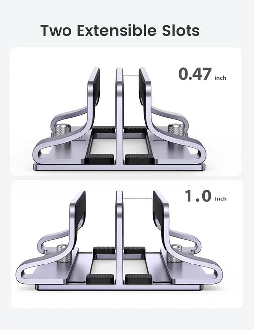 UGREEN Vertical Laptop Stand for Desk Dual Slot Laptop Stand Holder Adjustable Dock Aluminum Desktop Stand Compatible for MacBook Air Pro, Microsoft Surface Laptop 4, LG Gram 17, Lenovo Yoga 7i, Grey (60643) TeckPot