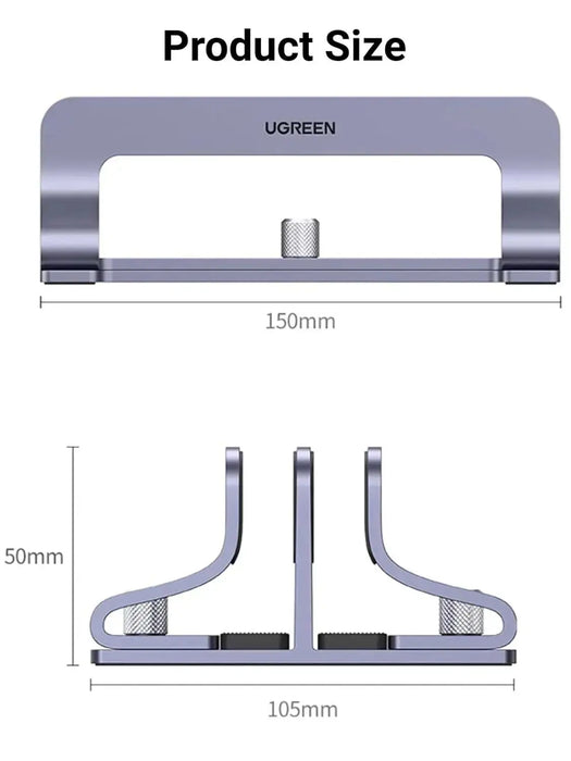 UGREEN Vertical Laptop Stand for Desk Dual Slot Laptop Stand Holder Adjustable Dock Aluminum Desktop Stand Compatible for MacBook Air Pro, Microsoft Surface Laptop 4, LG Gram 17, Lenovo Yoga 7i, Grey (60643) TeckPot