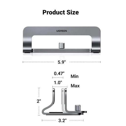 UGREEN Vertical Laptop Stand Holder for Desk Adjustable, Aluminum Dock, Compatible with MacBook, Surface Book, Chromebook, up to 15.6 Inch, Grey (20471) TeckPot