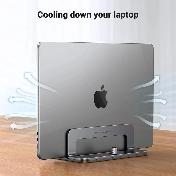 UGREEN Vertical Laptop Stand Holder for Desk Adjustable, Aluminum Dock, Compatible with MacBook, Surface Book, Chromebook, up to 15.6 Inch, Grey (20471) TeckPot