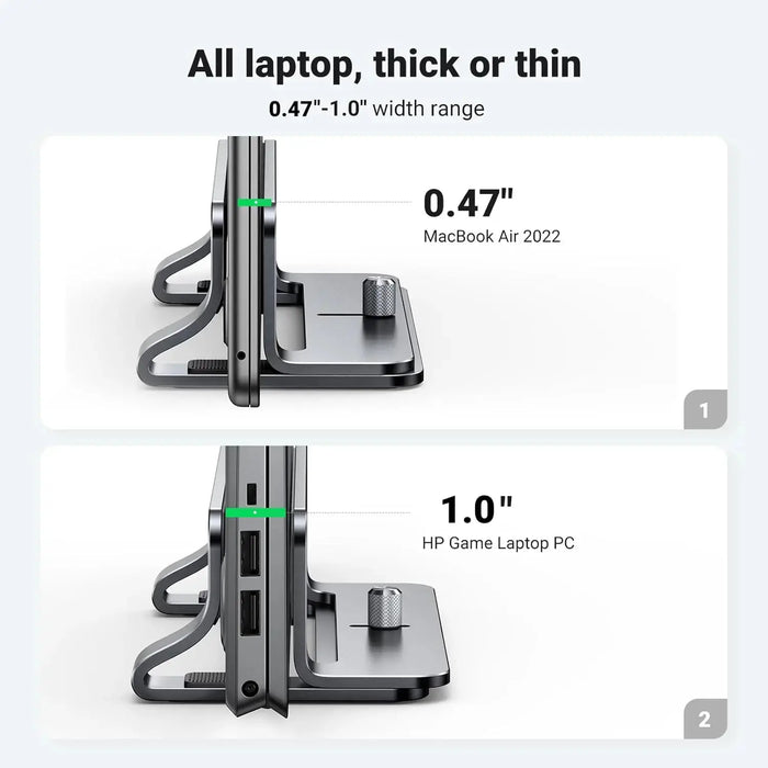 UGREEN Vertical Laptop Stand Holder for Desk Adjustable, Aluminum Dock, Compatible with MacBook, Surface Book, Chromebook, up to 15.6 Inch, Grey (20471) TeckPot