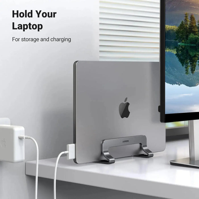 UGREEN Vertical Laptop Stand Holder for Desk Adjustable, Aluminum Dock, Compatible with MacBook, Surface Book, Chromebook, up to 15.6 Inch, Grey (20471) TeckPot