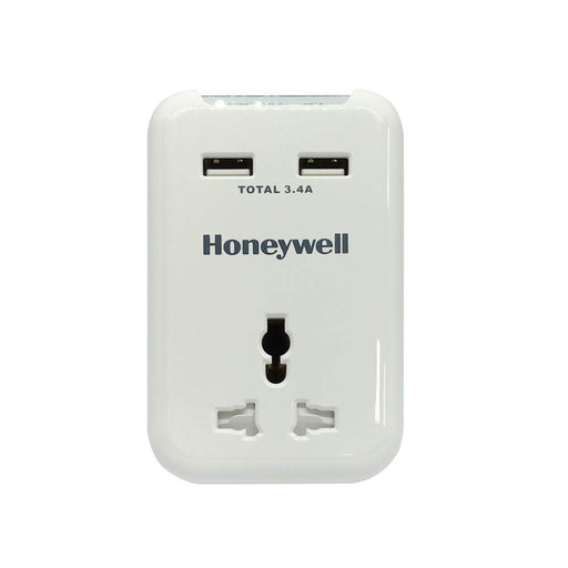 HONEYWELL HC000011 Travel Surge- Single Socket With 2 X USB Platinum Series-White