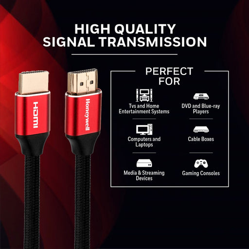 HONEYWELL HC000014 HSD HDMI 2.1 Cable With Ethernet| 48GBPS| Supports 3D /4Kx2K /8K UHD-3M