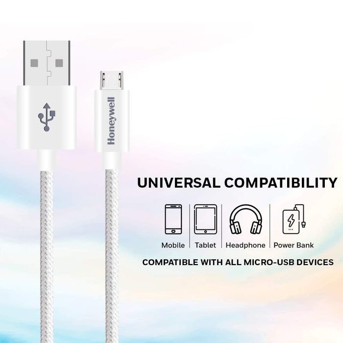 HONEYWELL HC000025 USB To Micro USB Cable 1.2M (Braided) - White