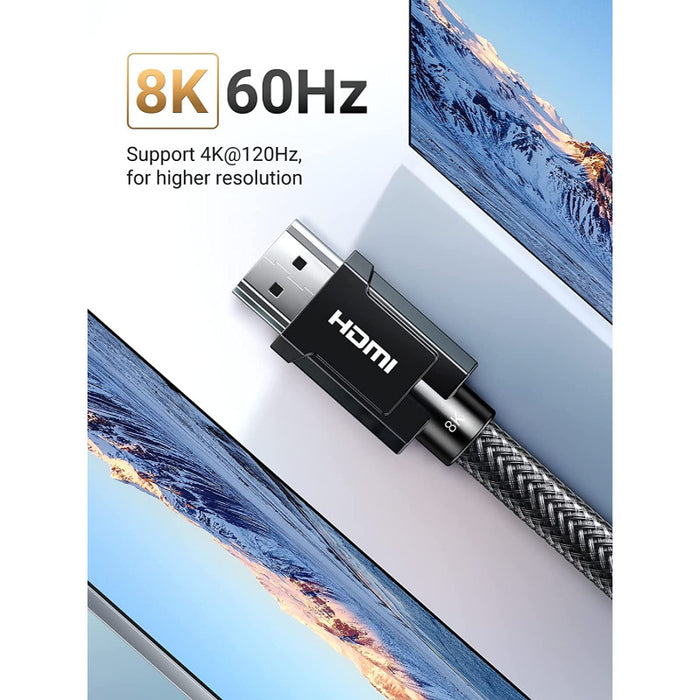 UGREEN 70321, 8K HDMI Cable 6 FT HDMI 2.1 Support 8K 60Hz Ultra HD, Dynamic HDR, High Speed 48Gbps, Dolby Vision, eARC, 2m(Gray)