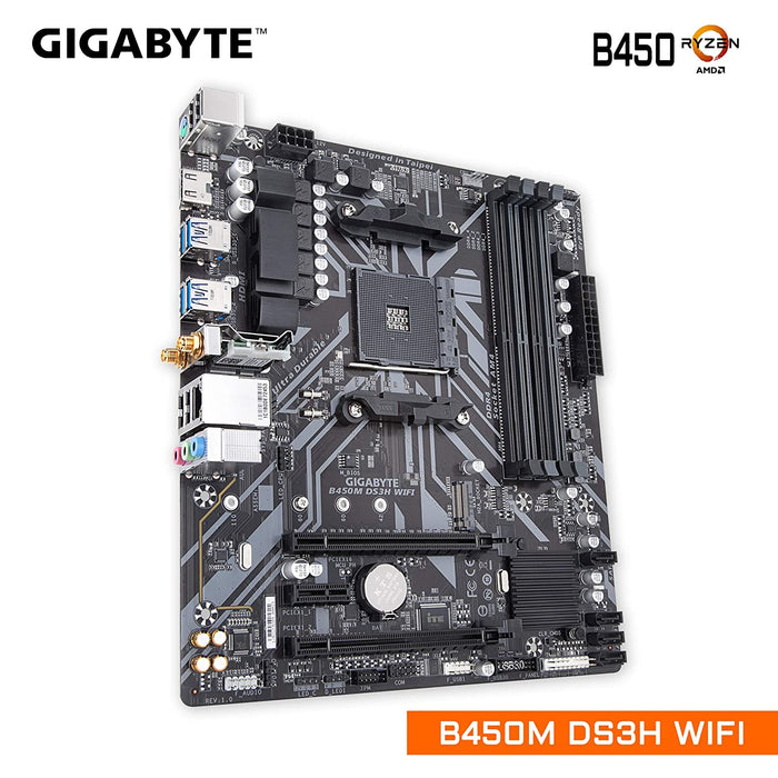 GIGABYTE B450M DS3H WIFI MOTHERBOARD (AMD SOCKET AM4/RYZEN 2ND GEN SERIES CPU/MAX 64GB DDR4-3600MHZ MEMORY)