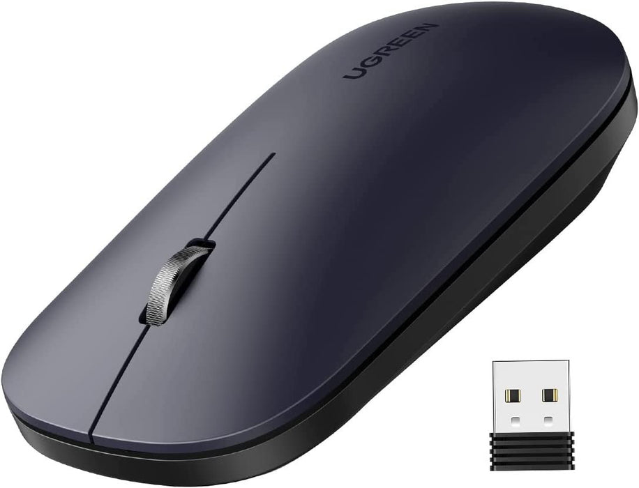 UGREEN 90373 Wireless 2.4G Slim Silent Computer Mouse With 4000 DPI, USB Cordless Mouse with 18-Month Battery Life (Gray)